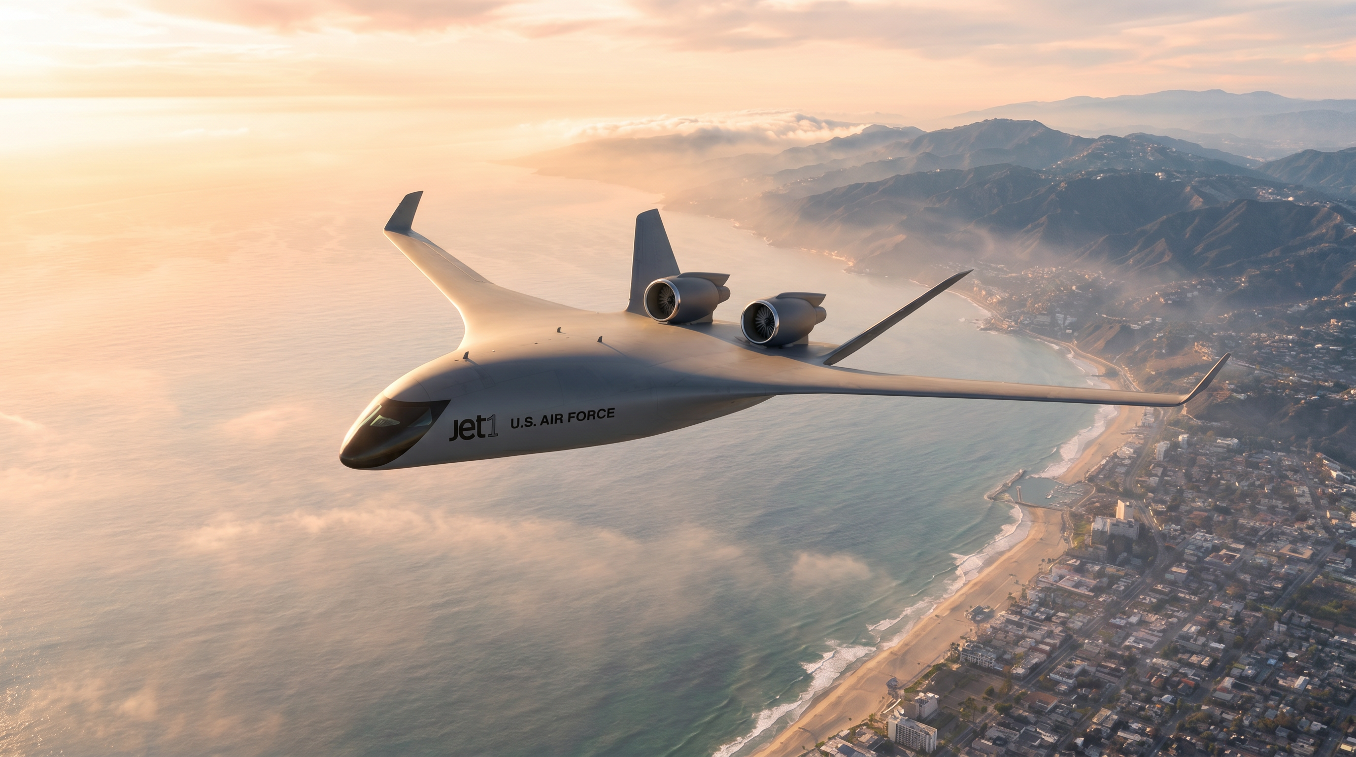 JetZero's Jet1 flying over Souther California