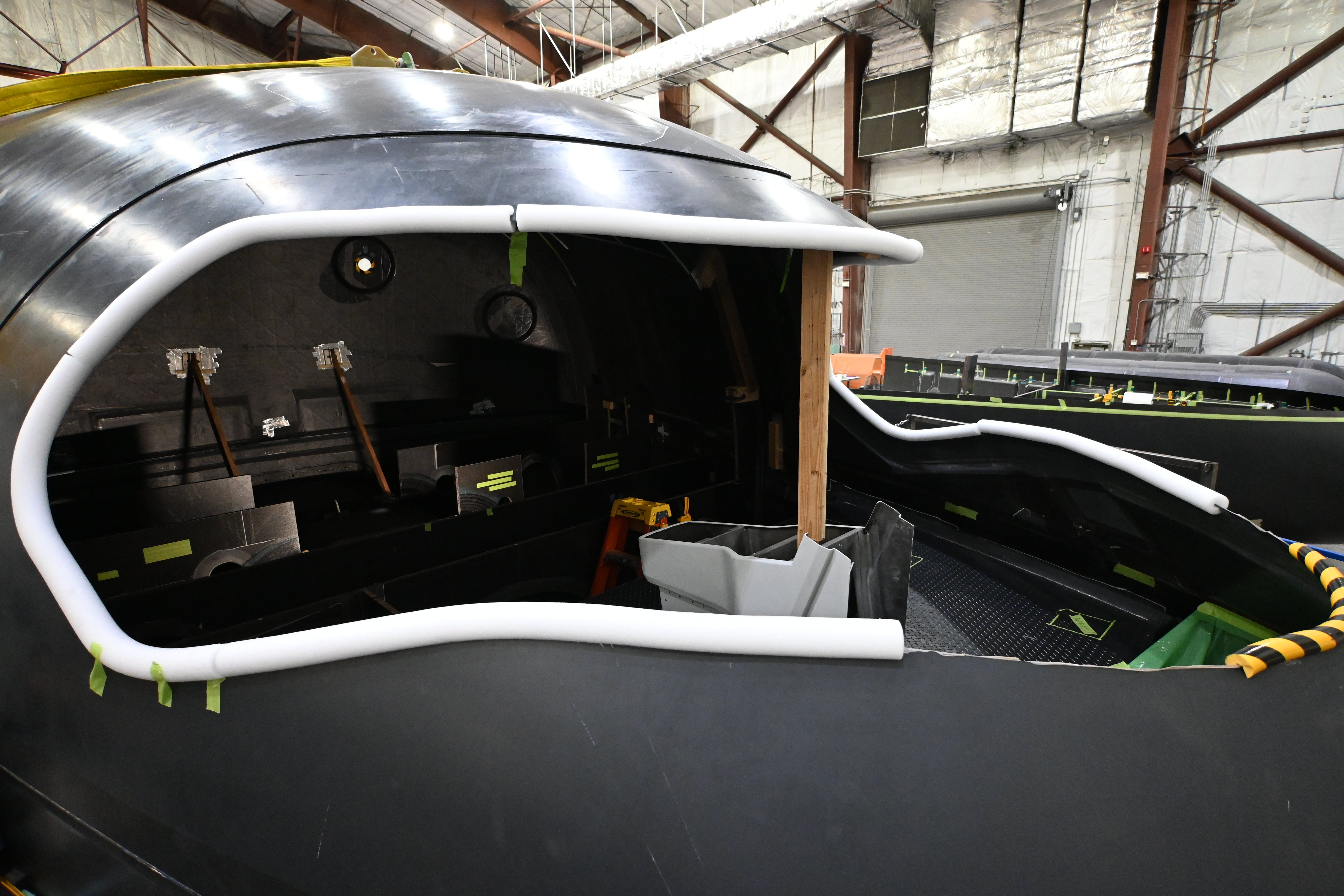 Looking into JetZero Jet1 cockpit under construction